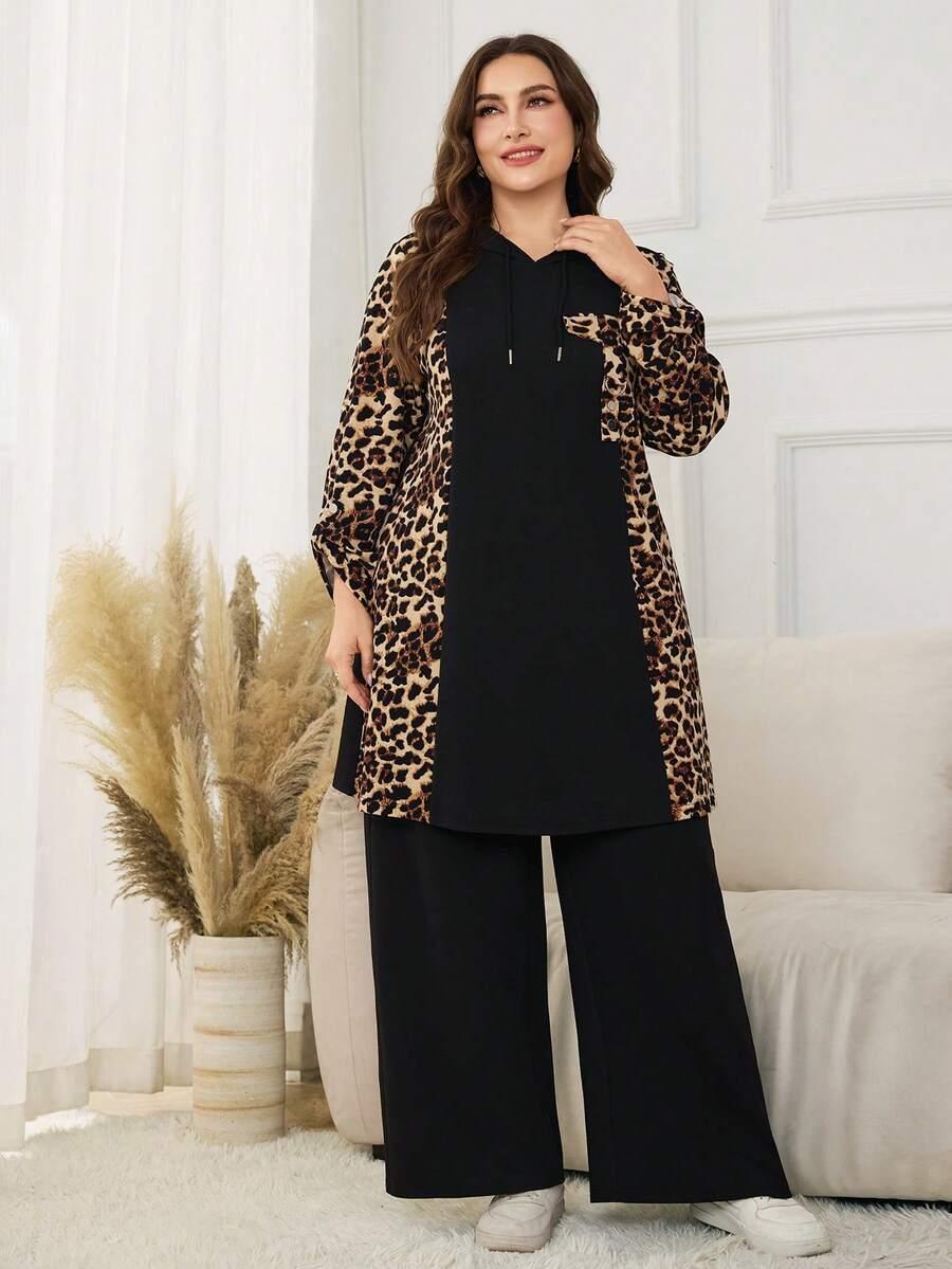 komplet spodnie bluzka animal print