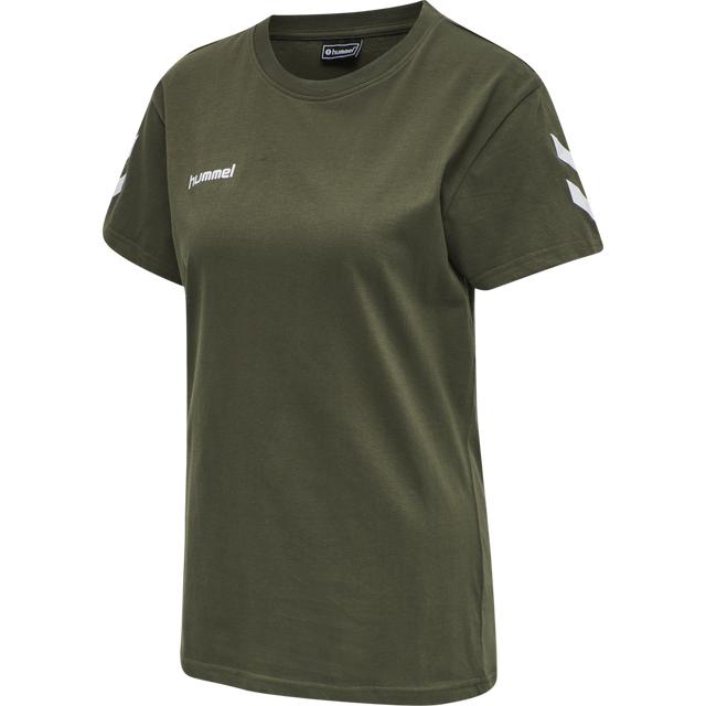 klasyczny t-shirt khaki okrągły dekolt logo