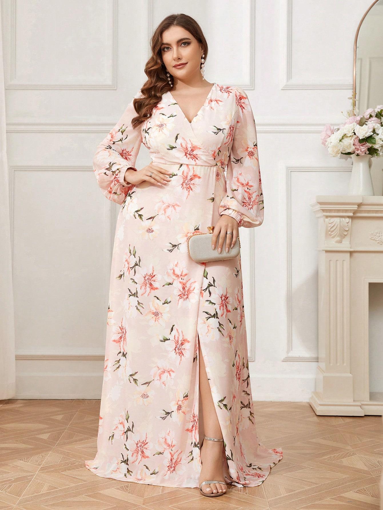 SUKIENKA MAXI KWIATOWA KLASYCZNA PLUS SIZE Z ZAMKIEM