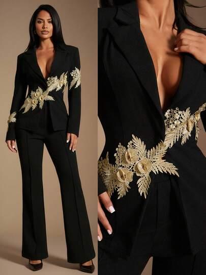 czarne spodnie ozdobne szwy