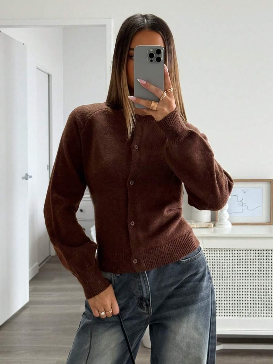 BRĄZOWY SWETER KARDIGAN 