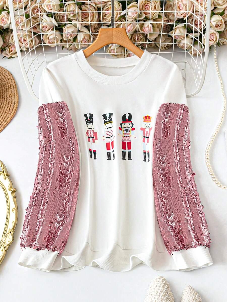 BLUZA DAMSKA Z CEKINOWYMI RĘKAWAMI
