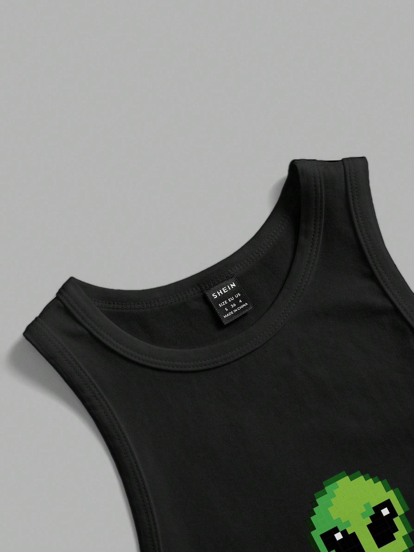 CZARNY TOP PRINT