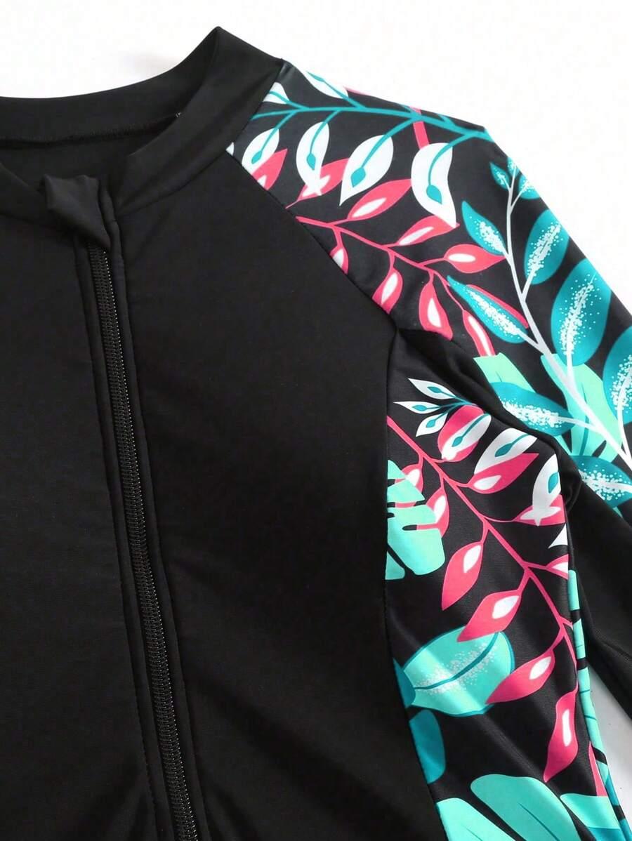 DWUCZĘŚCIOWY STRÓJ KĄPIELOWYTROPICAL PRINT SPODNIE SUKIENKA