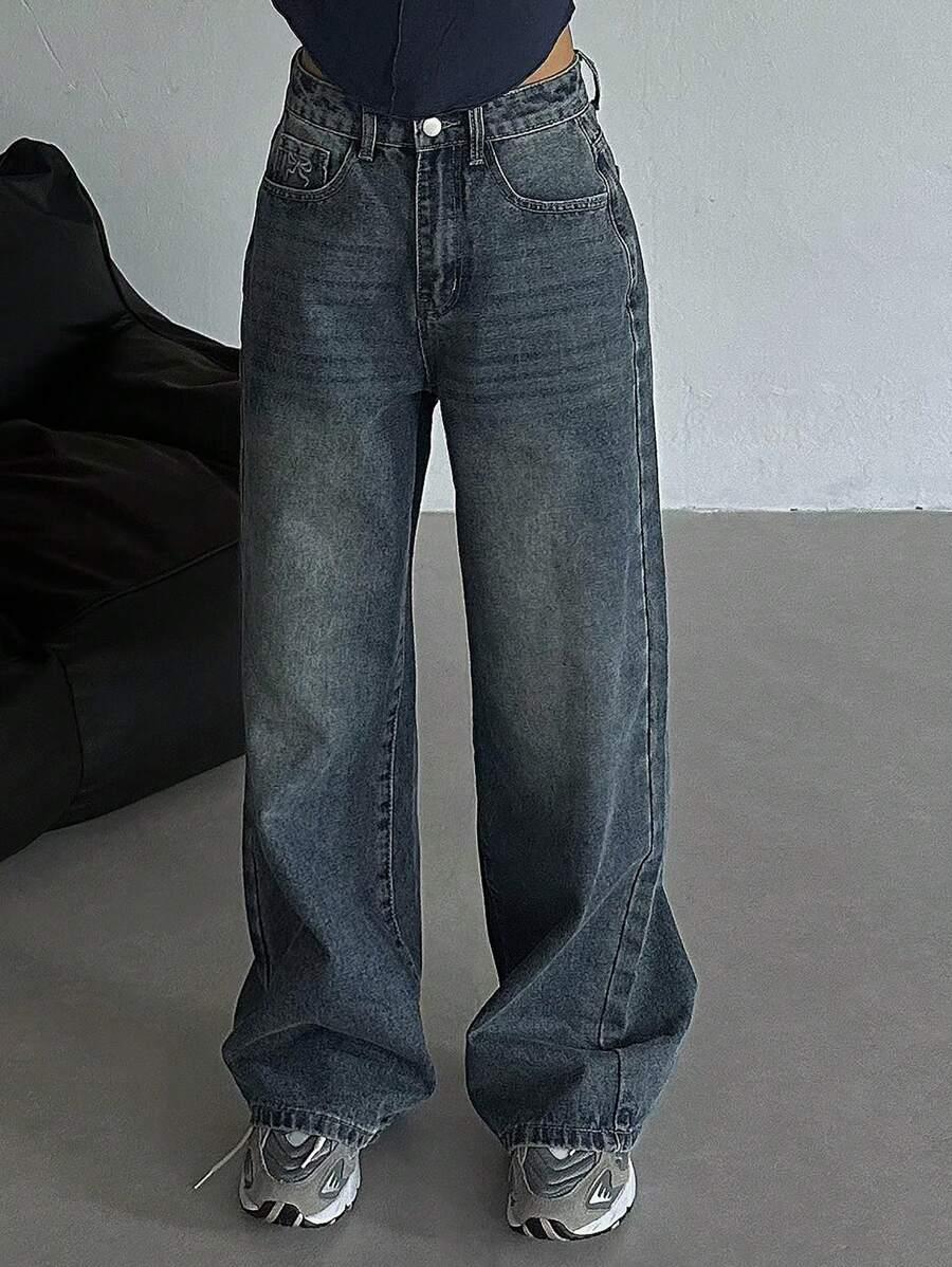 NIEBIESKIE SPODNIE JEANS PROSTA NOGAWKA