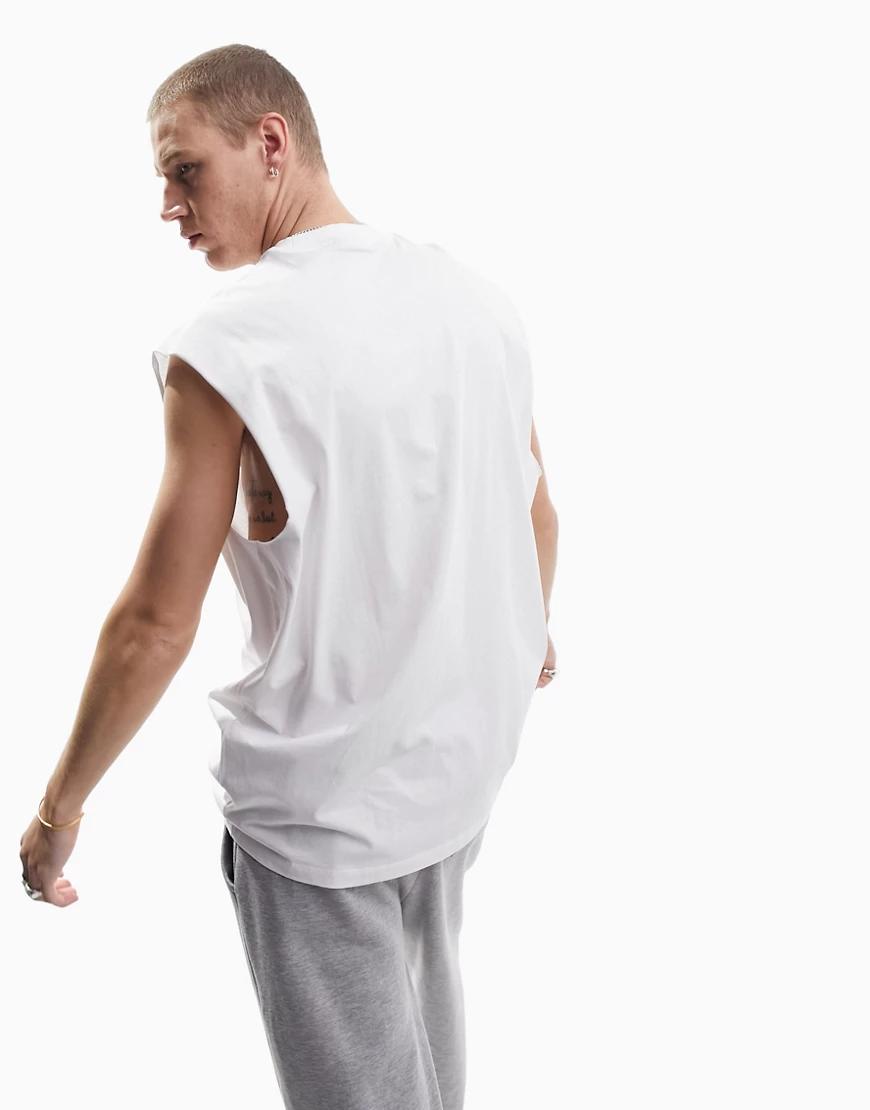 BIAŁA KOSZULKA BEZ RĘKAWÓW OVERSIZE