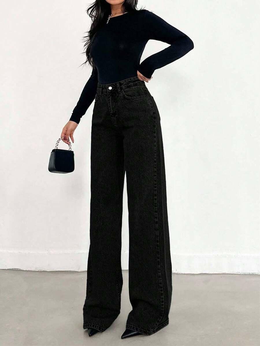 CZARNE SPODNIE JEANS