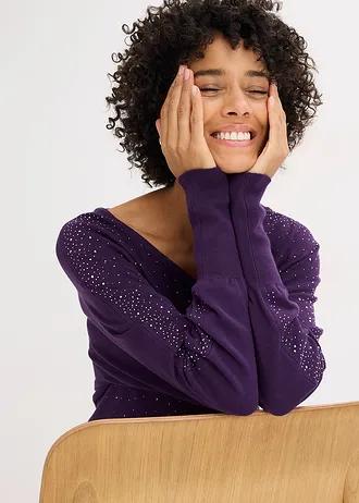 fioletowy sweter zdobienia 