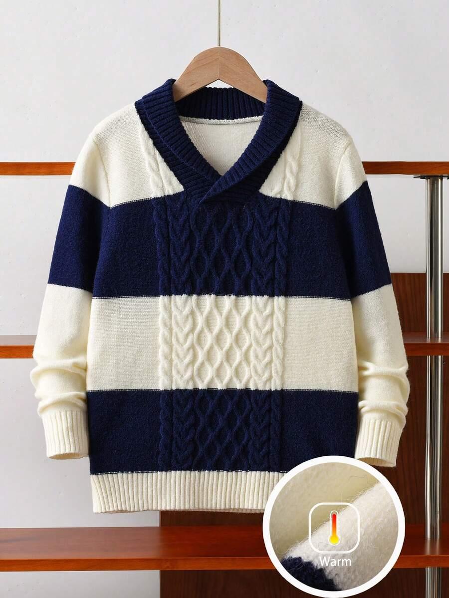 kolorowy sweter print paski 