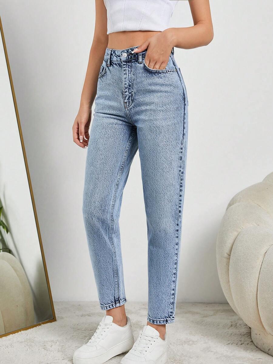 JEANSOWE SPODNIE MOM FIT Z WYSOKIM STANEM