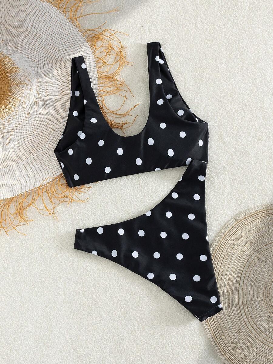 DWUCZĘŚCIOWY KOMPLET BIKINI W GROSZKI