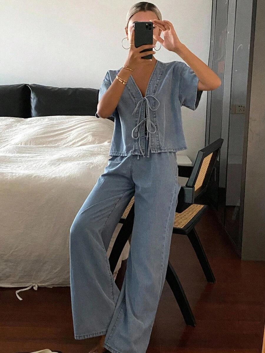 niebieskie spodnie casual