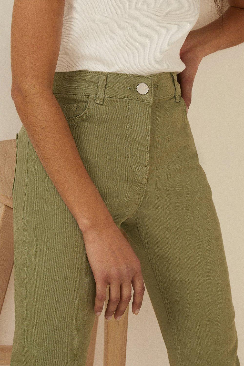 khaki spodnie jeans wysoki stan