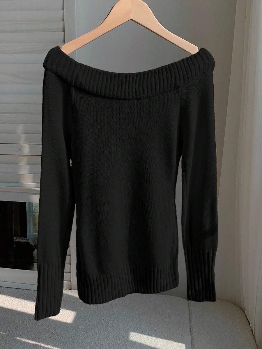 CZARNY SWETER DZIANINA 