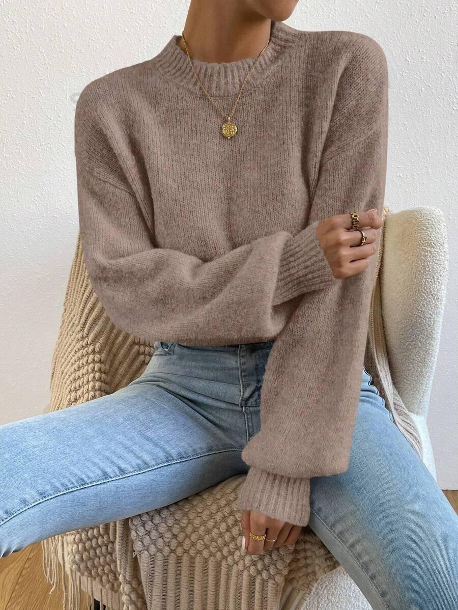 BEŻOWY SWETER STÓJKA