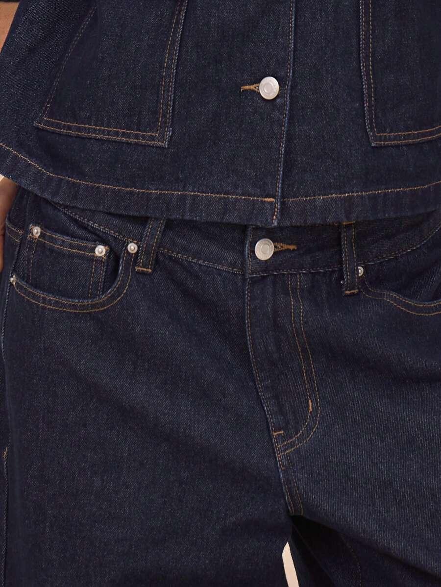 GRANATOWE SPODNIE JEANS 