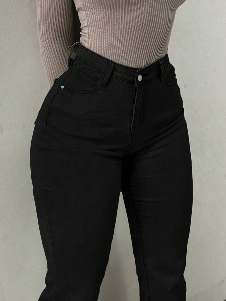 czarne spodnie JEANS DZWONY 