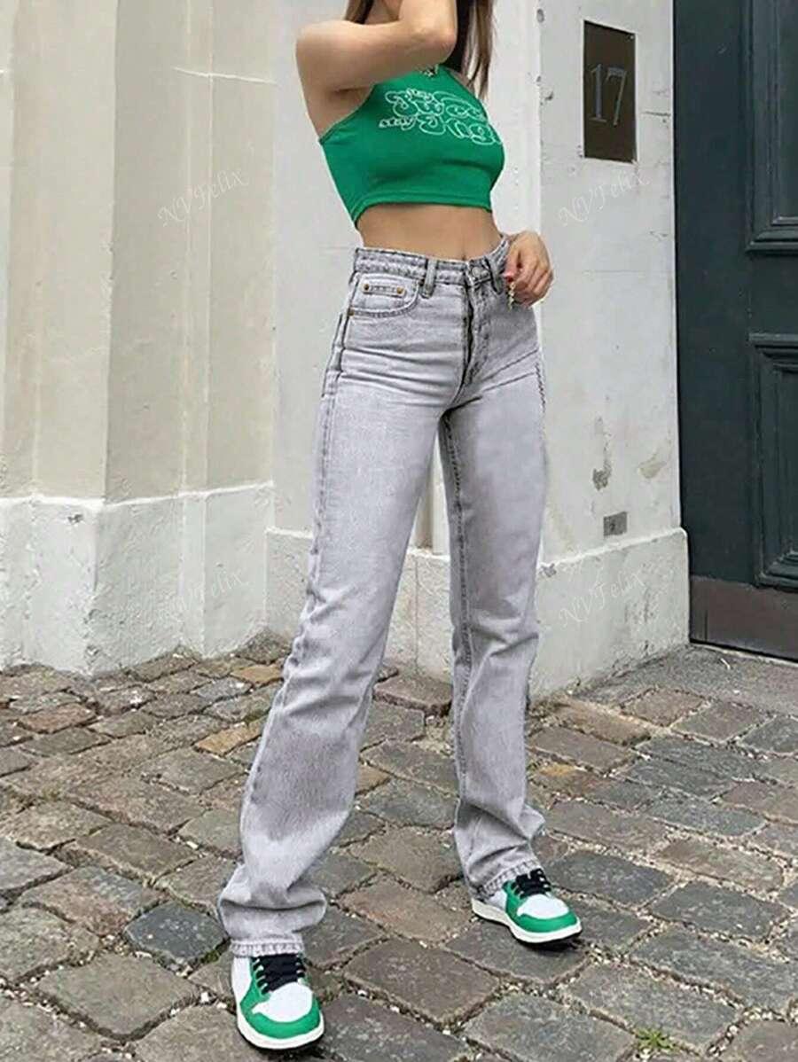 SZARE SPODNIE JEANS