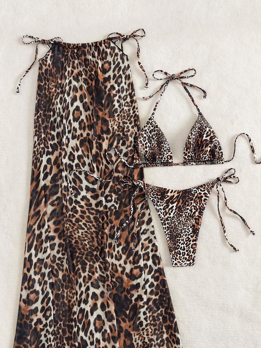 DWUCZĘŚCIOWY STRÓJ KĄPIELOWY spódnica animal print komplet