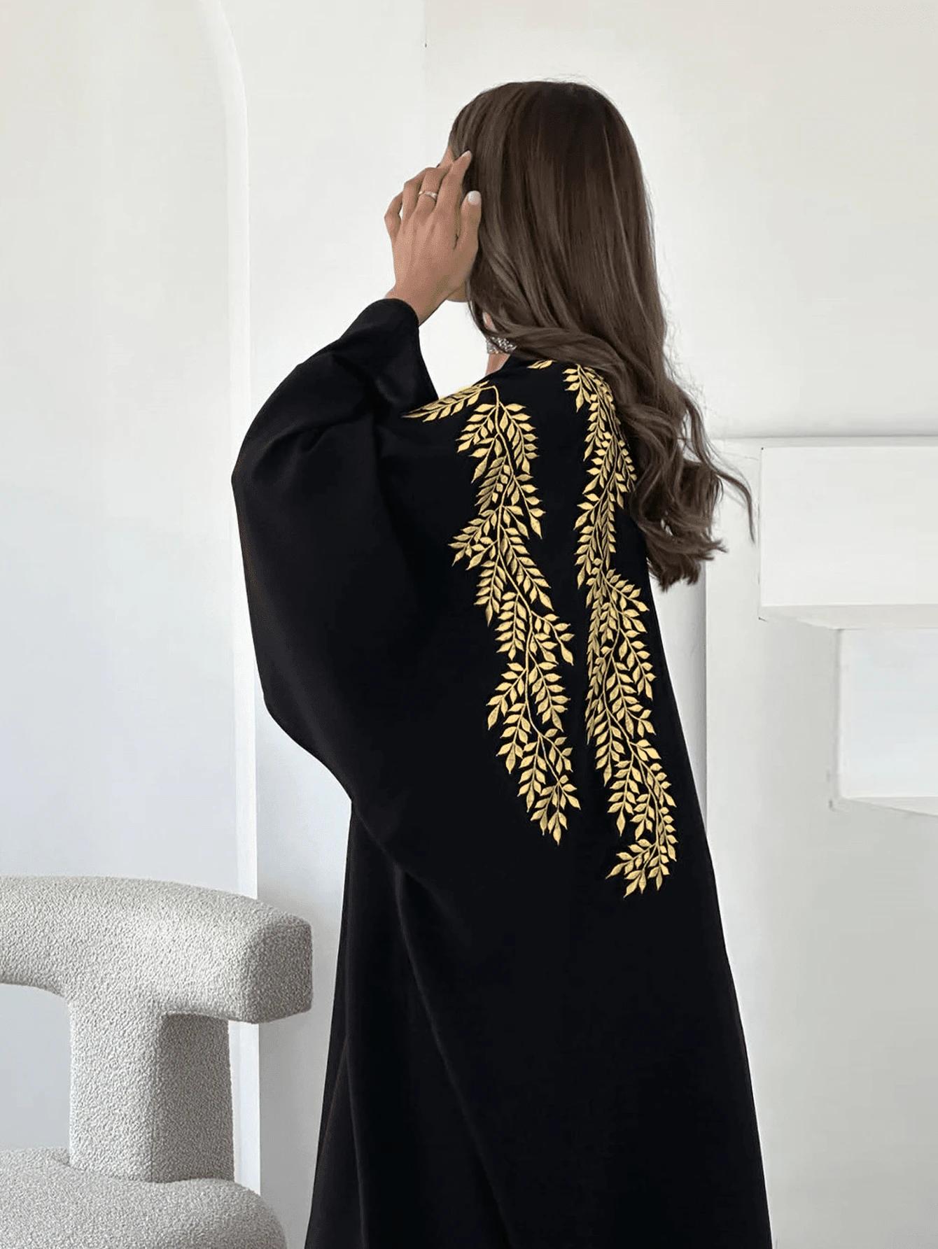 czarna abaya sukienka zdobienie