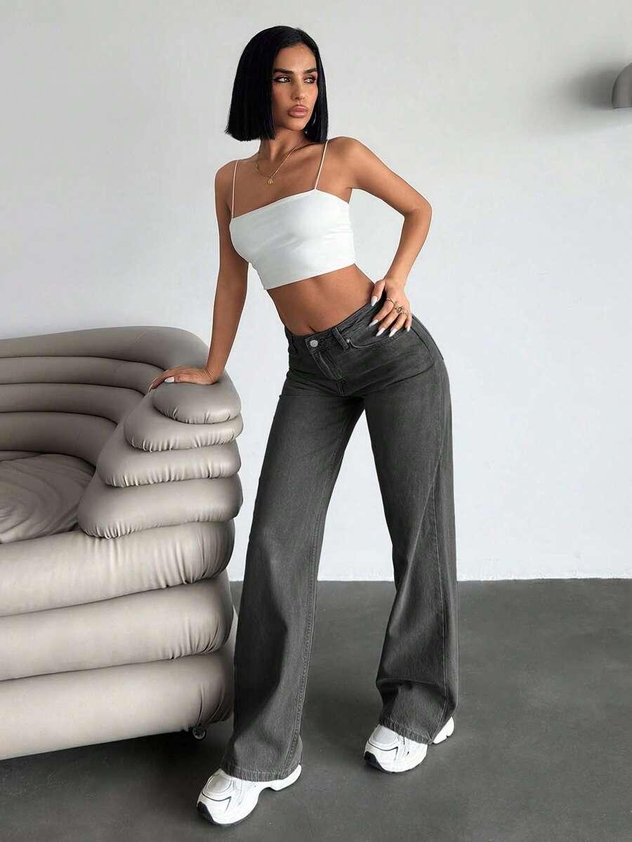 SZARE JEANSY ZDOBIENIE 