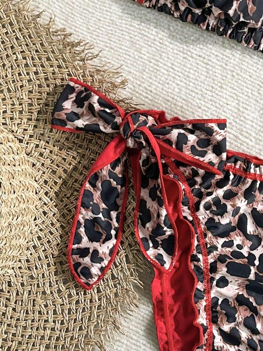 wiązany dół od bikini animal print