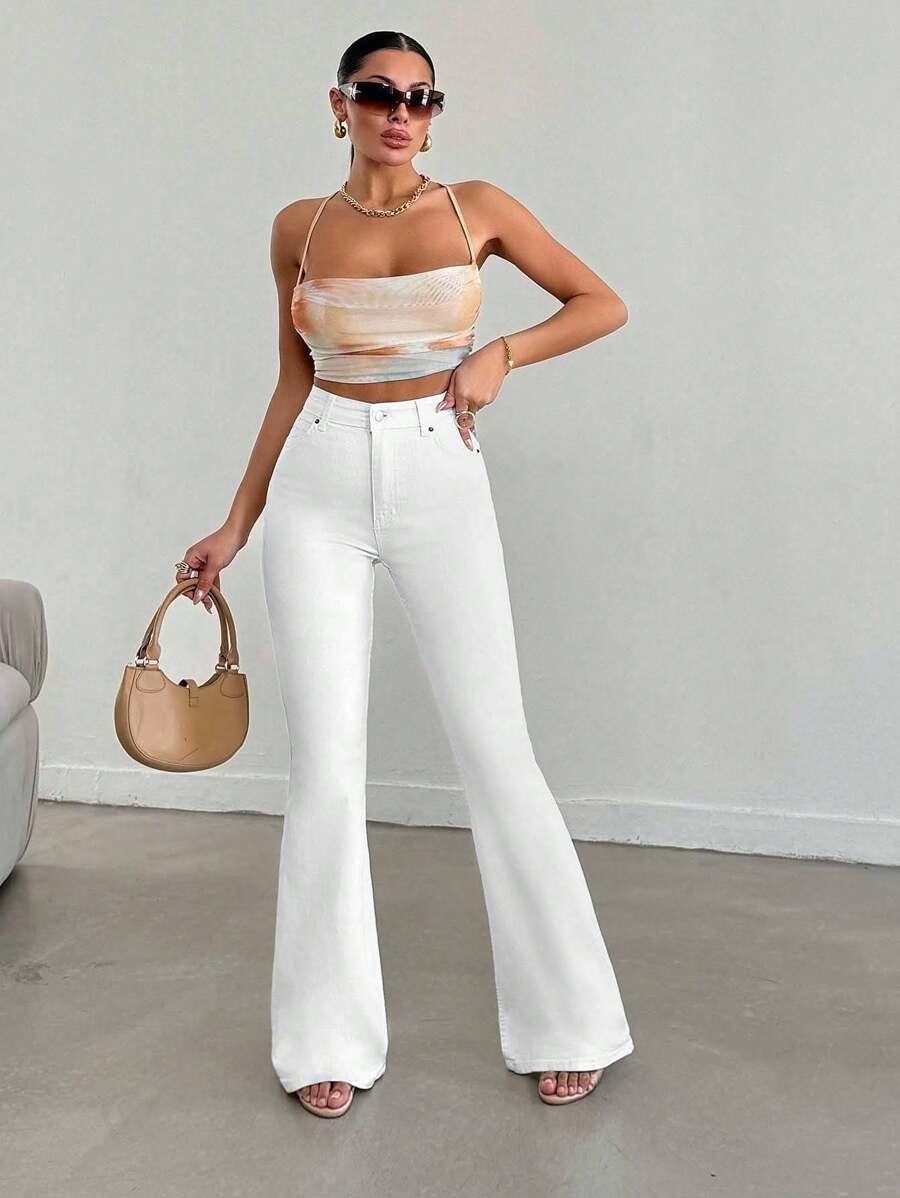 BIAŁE SPODNIE JEANS