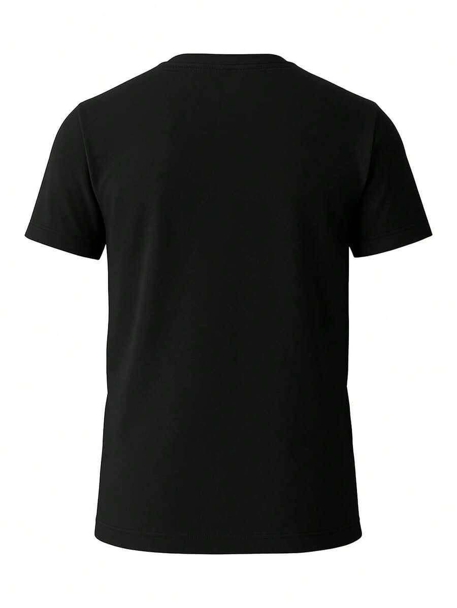 CZARNY T-SHIRT okrągły dekolt 