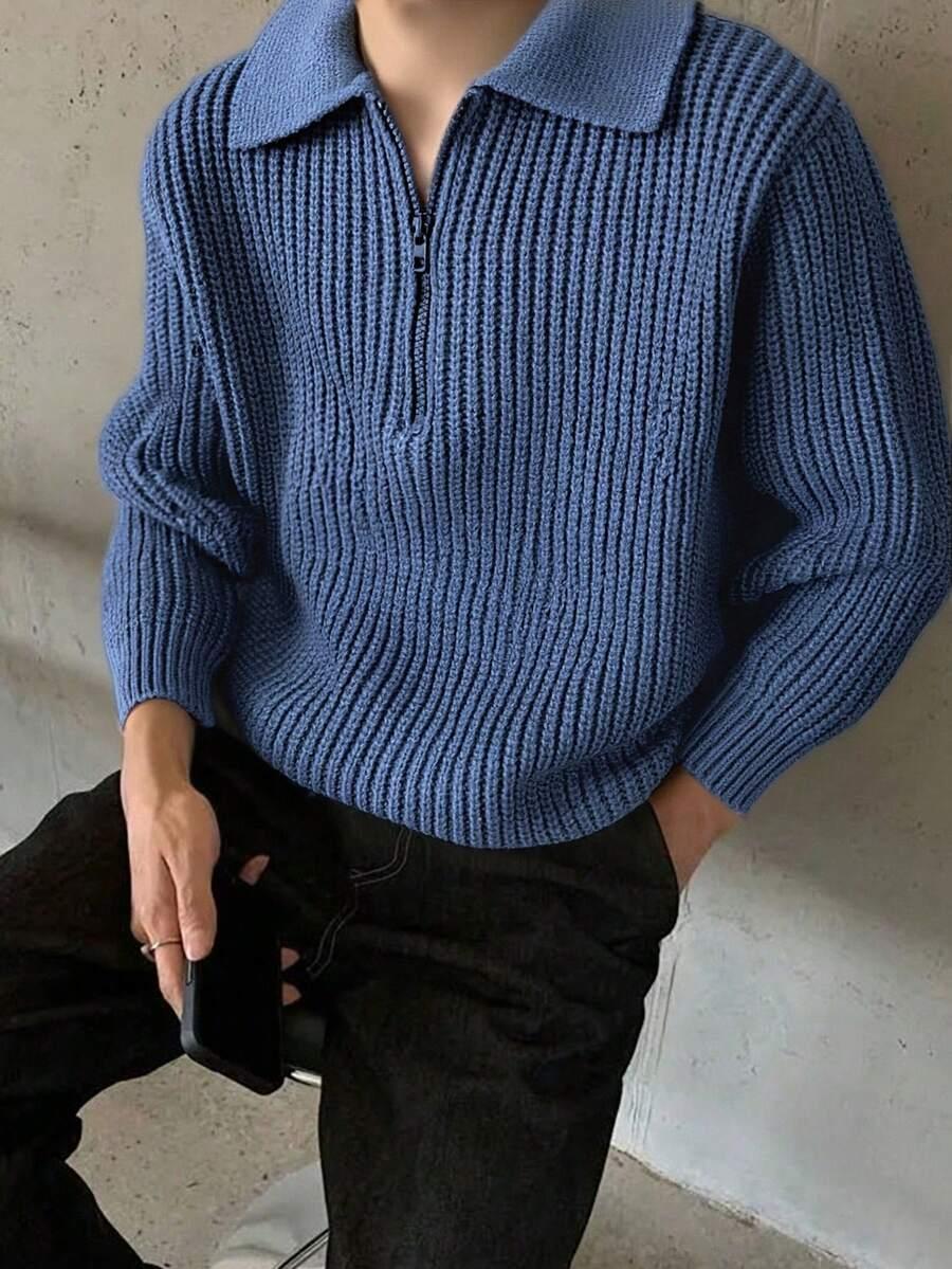niebieski sweter casual