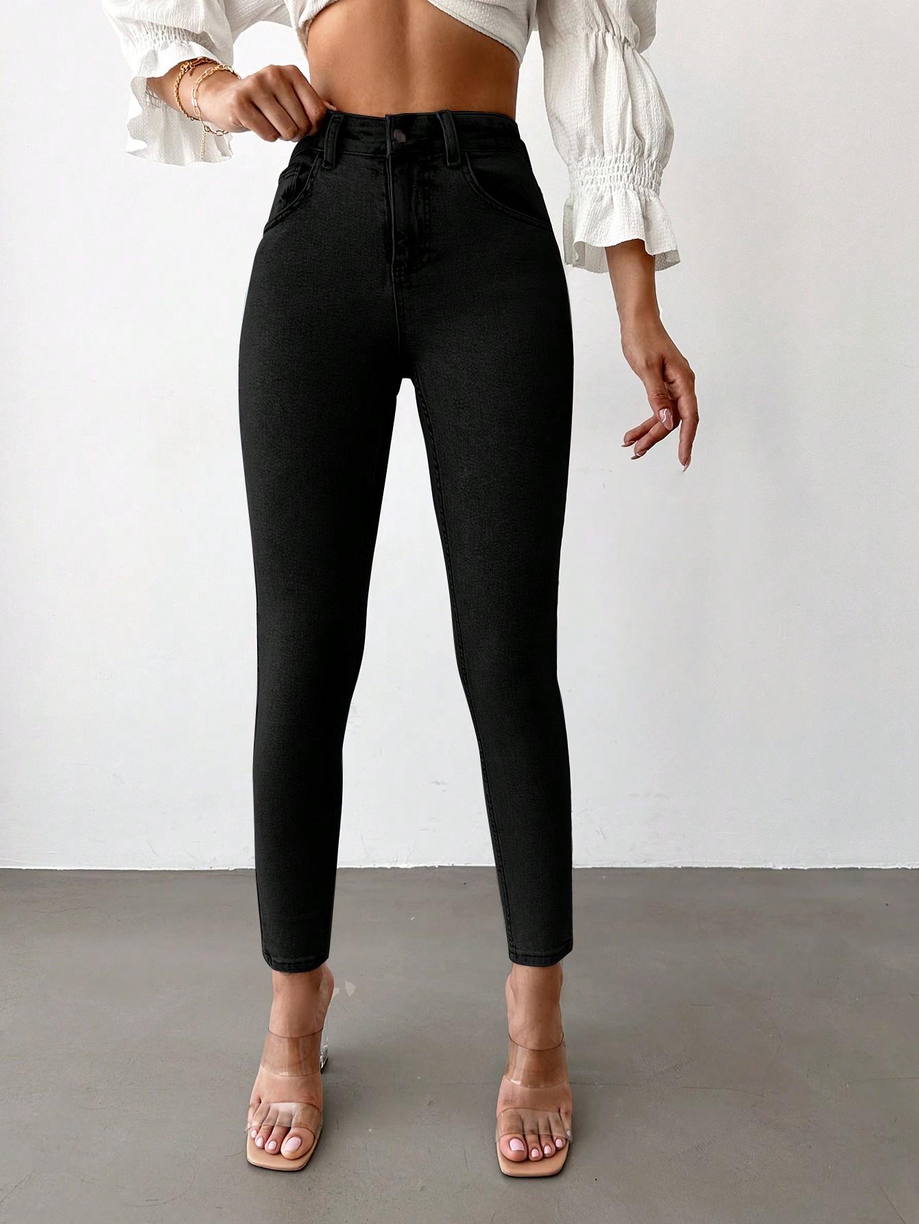 CZARNE SPODNIE JEANS WYSOKI STAN