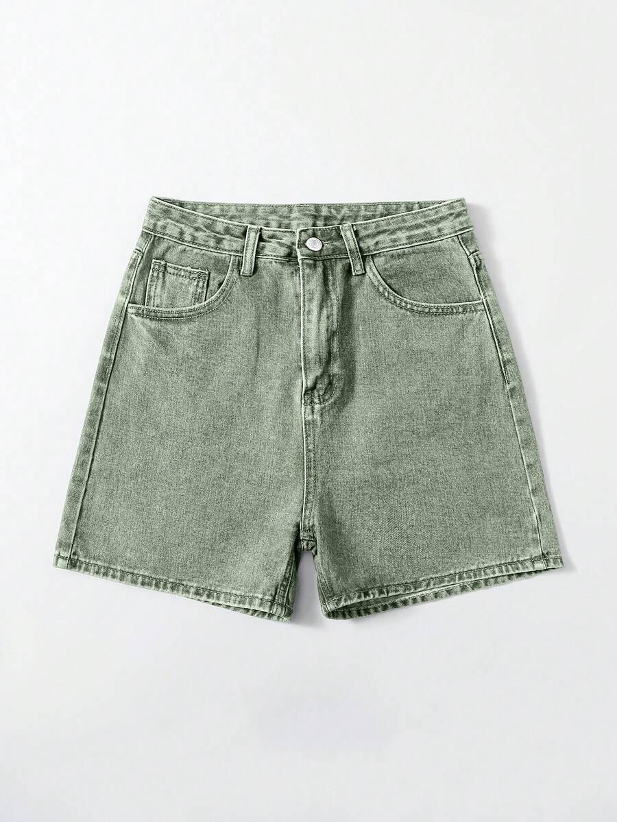 zielone spodenki jeans