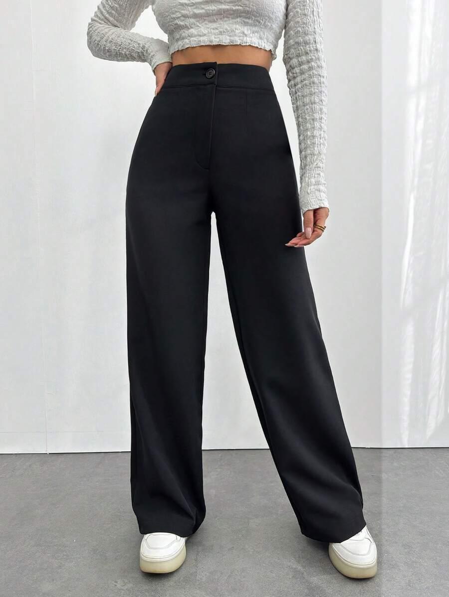 CZARNE SPODNIE PROSTA NOGAWKA