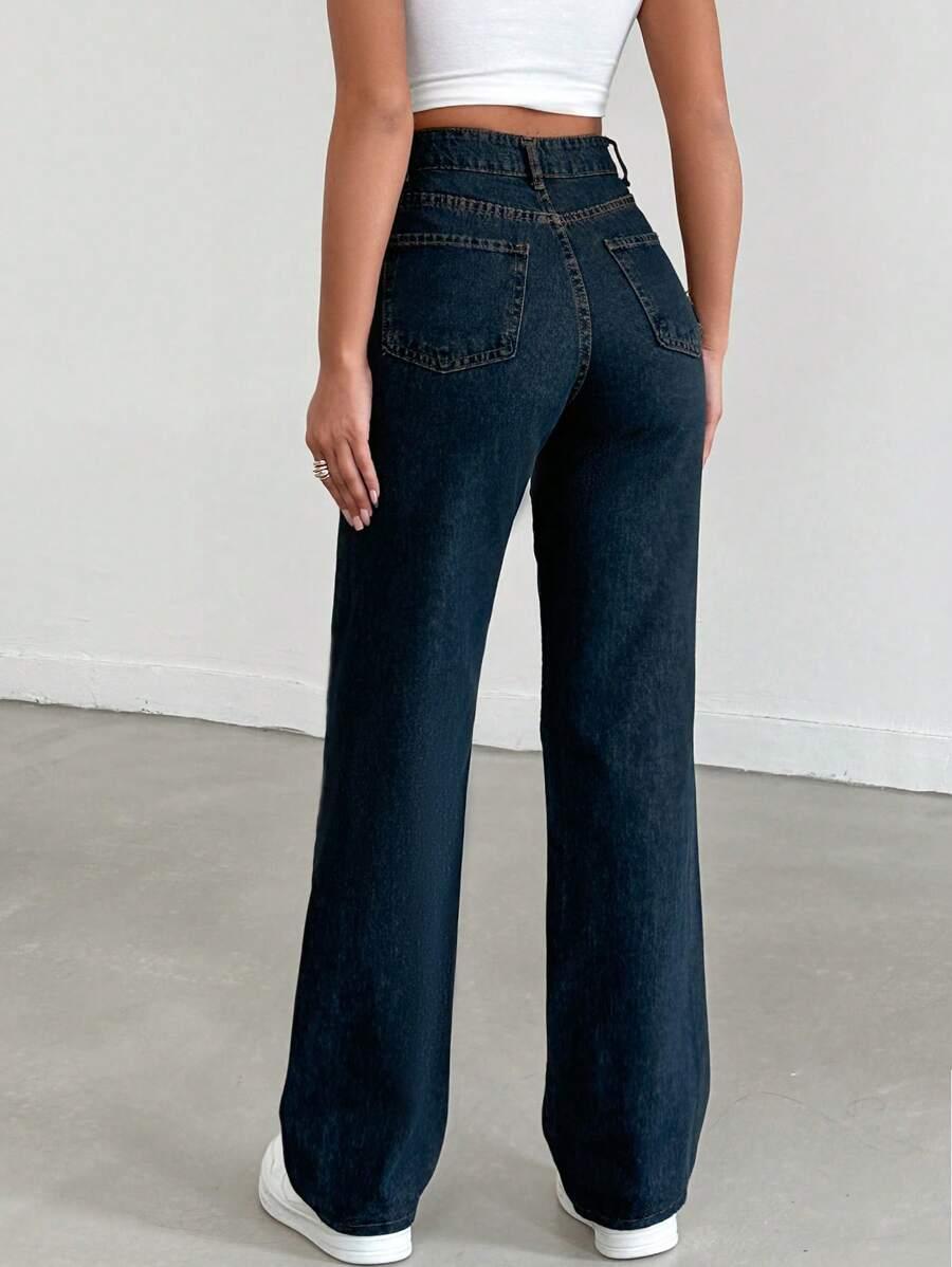GRANATOWE SPODNIE JEANS