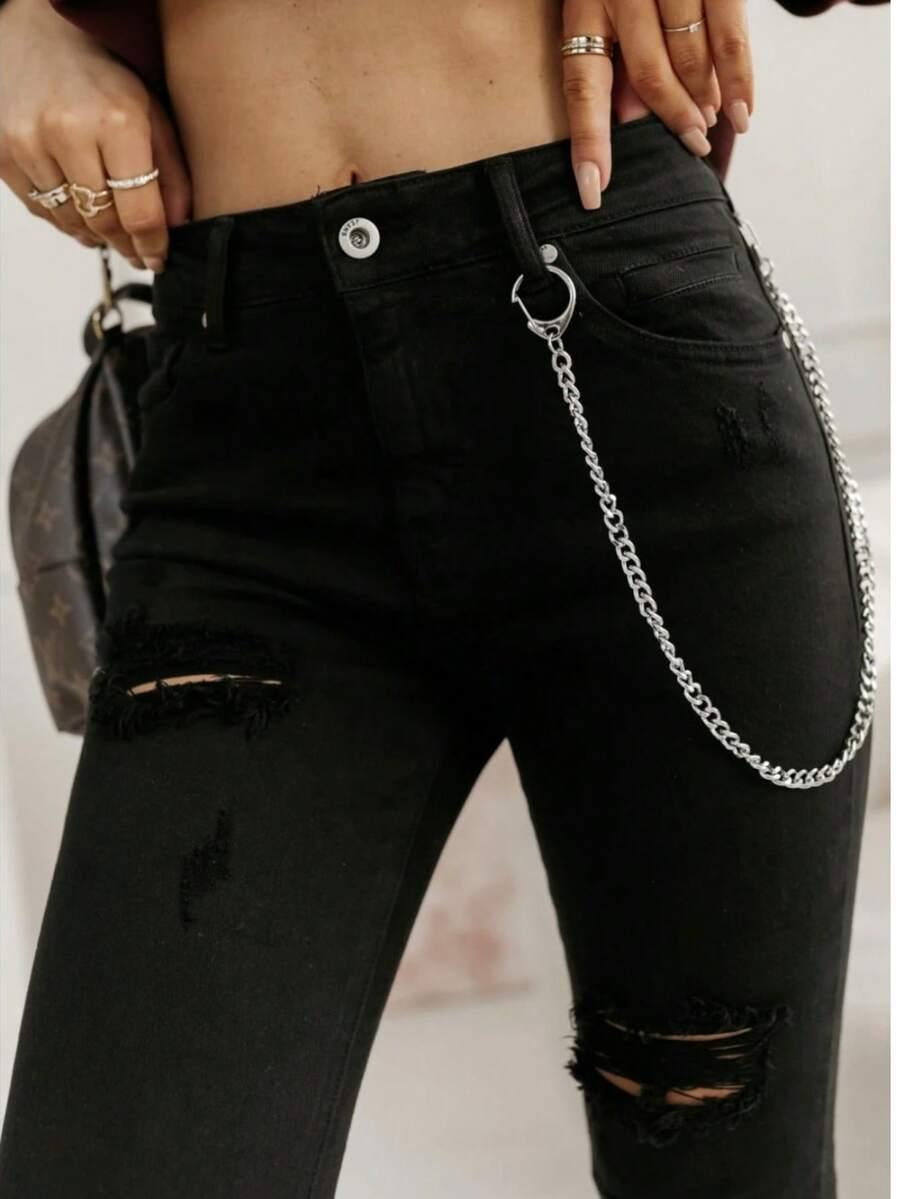CZARNE SPODNIE JEANS 