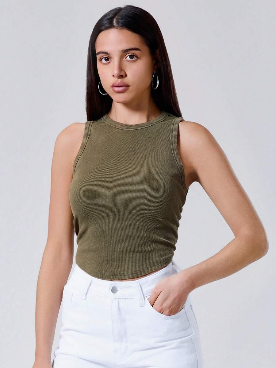 KHAKI TOP MARSZCZENIA