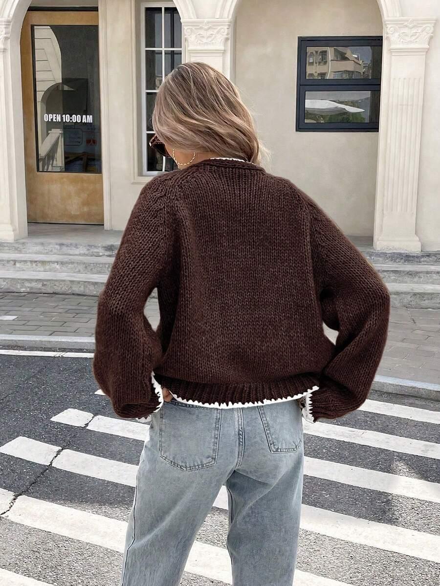 BRĄZOWY SWETER WIĄZANIE