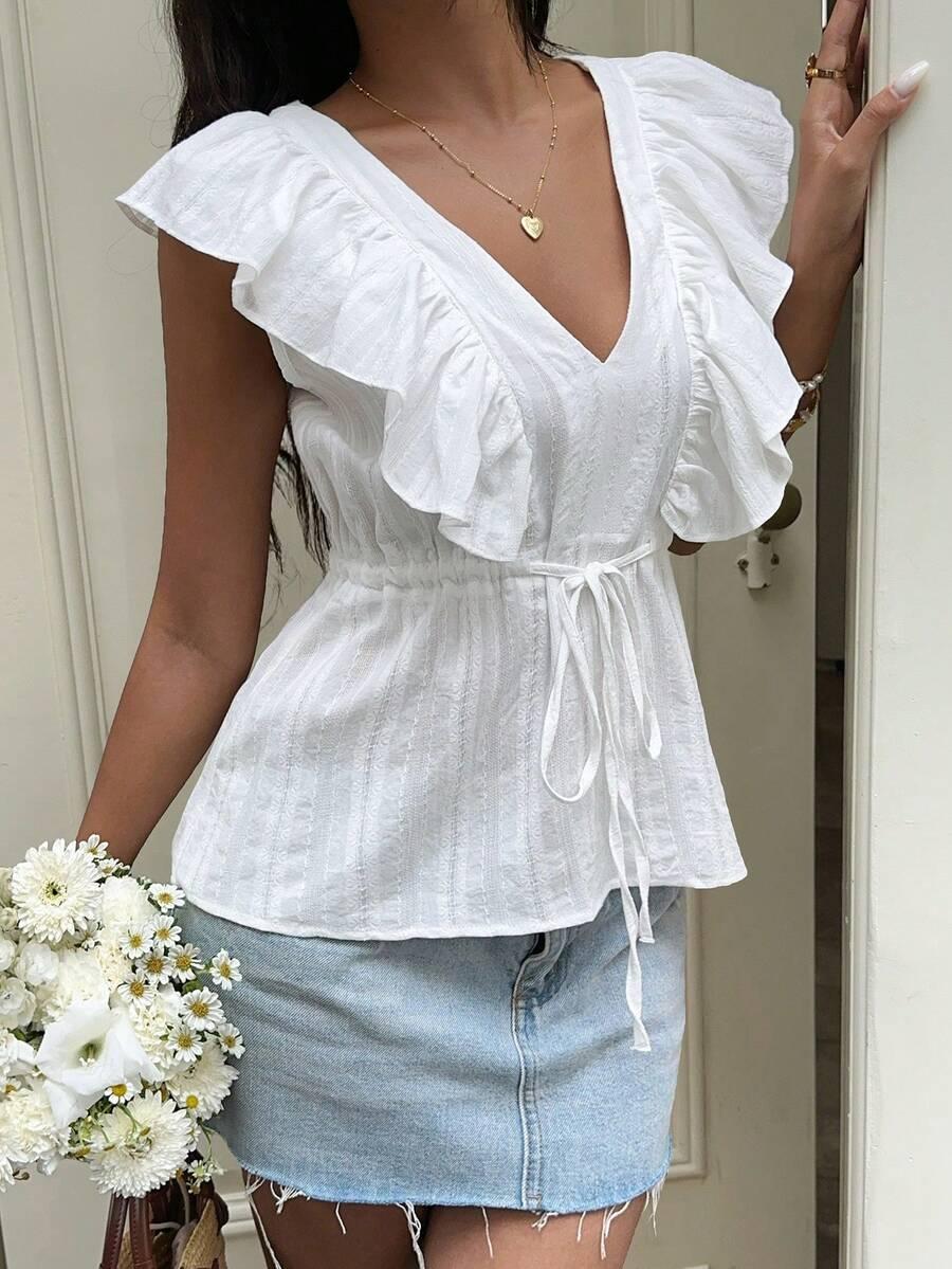 biała bluzka v neck