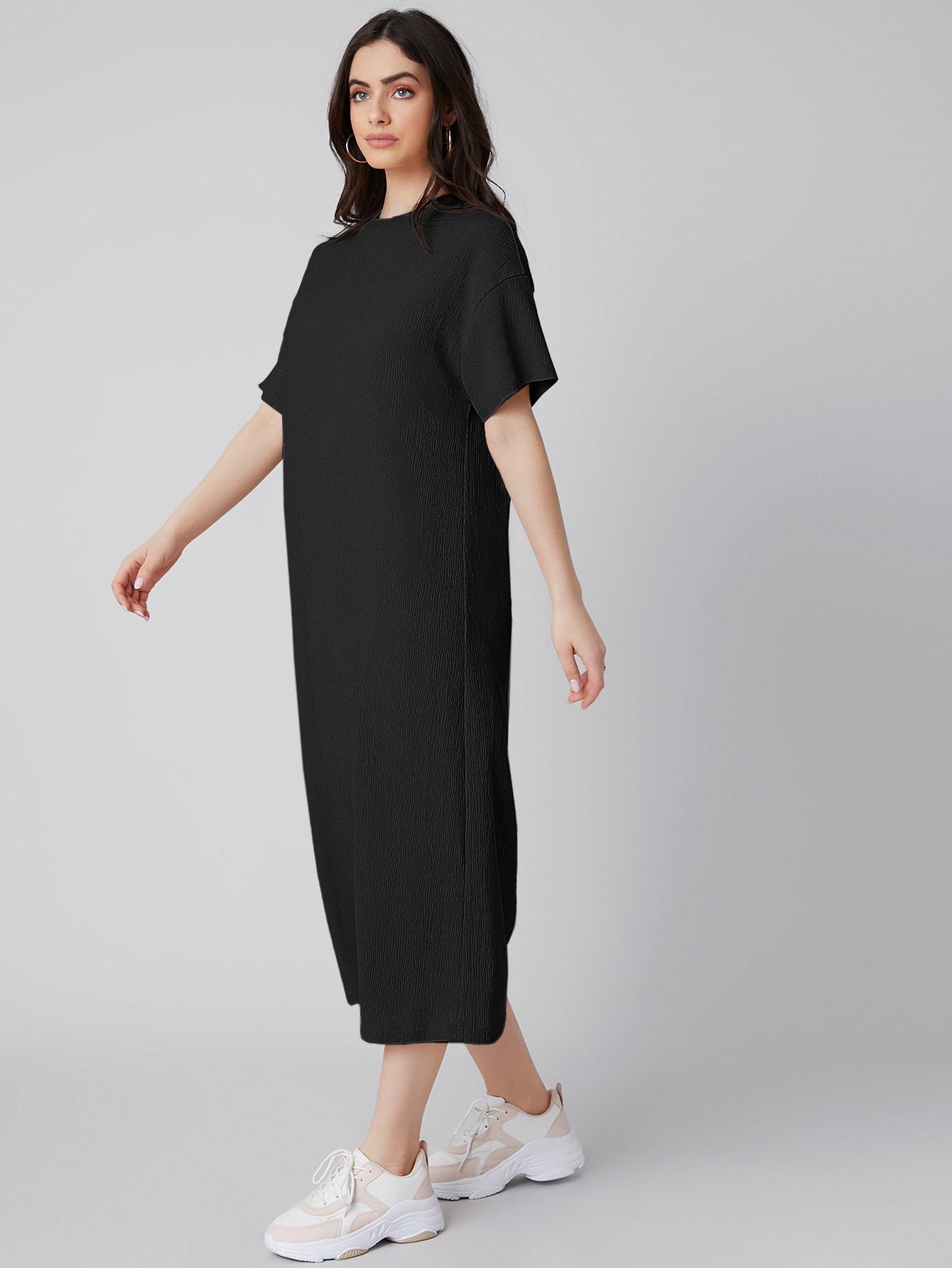 PROSTA SUKIENKA OVERSIZE MIDI STRUKTURA