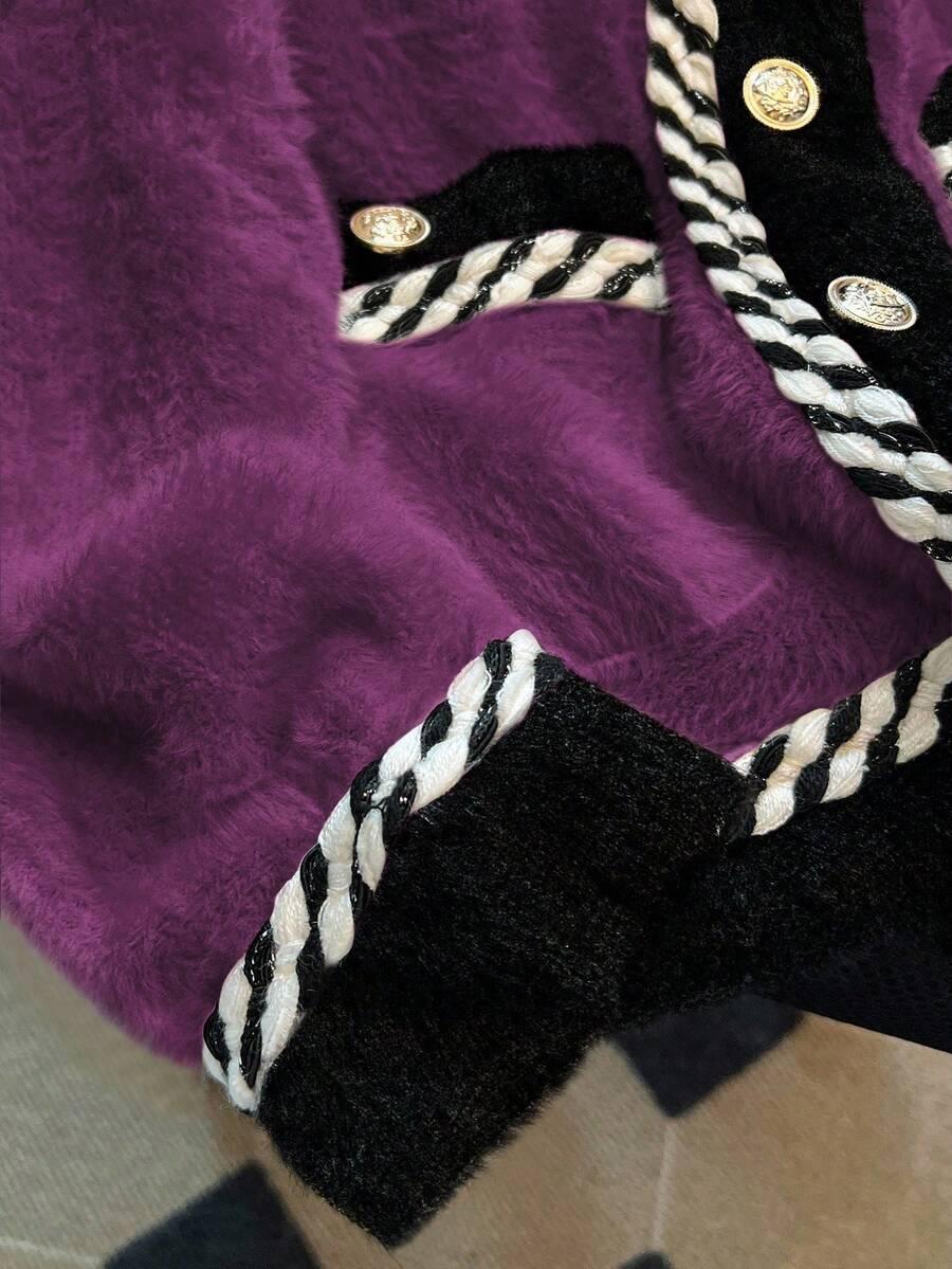 fioletowy sweter guziki