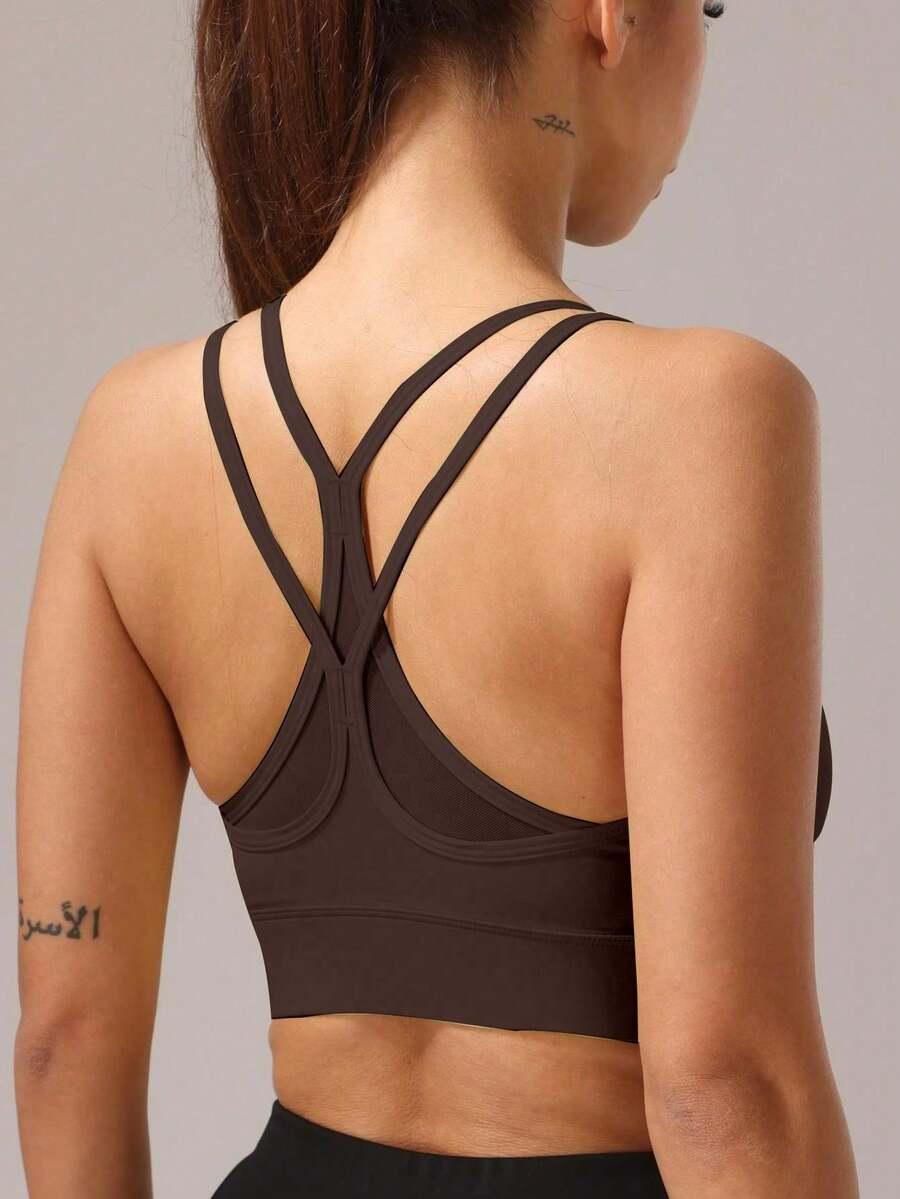 brązowy top sportowy basic
