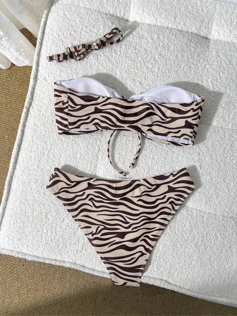 dwuczęściowy strój kąpielowy animal print
