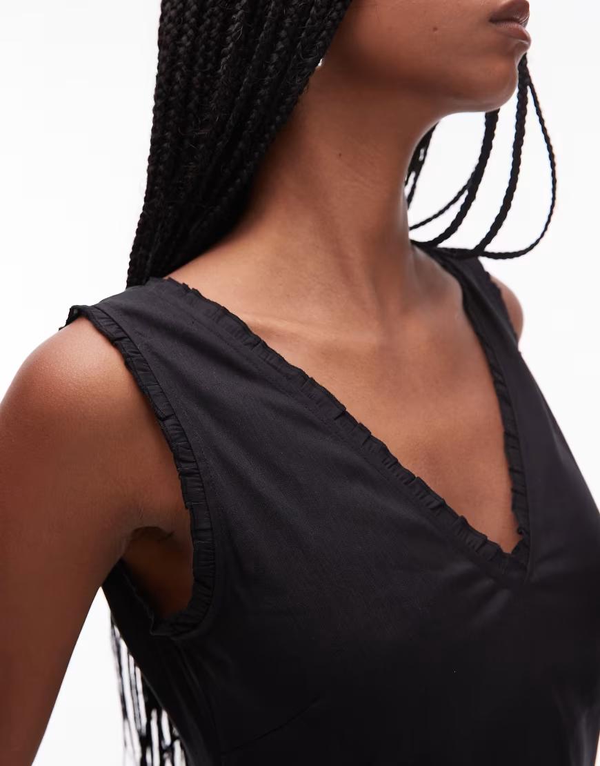 CZARNA MINI SUKIENKA V-NECK