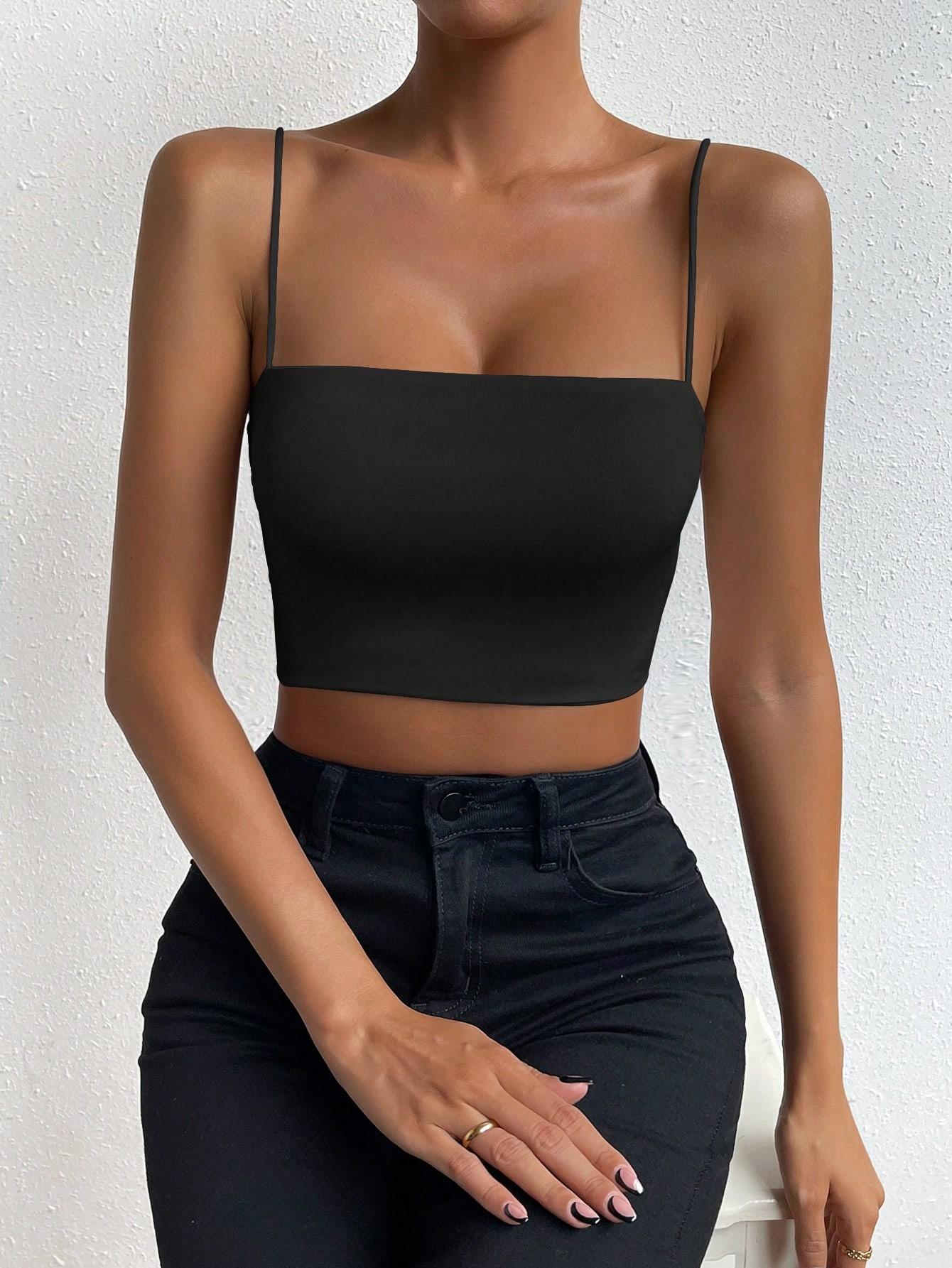 CZARNY CROP TOP RAMIĄCZKA 