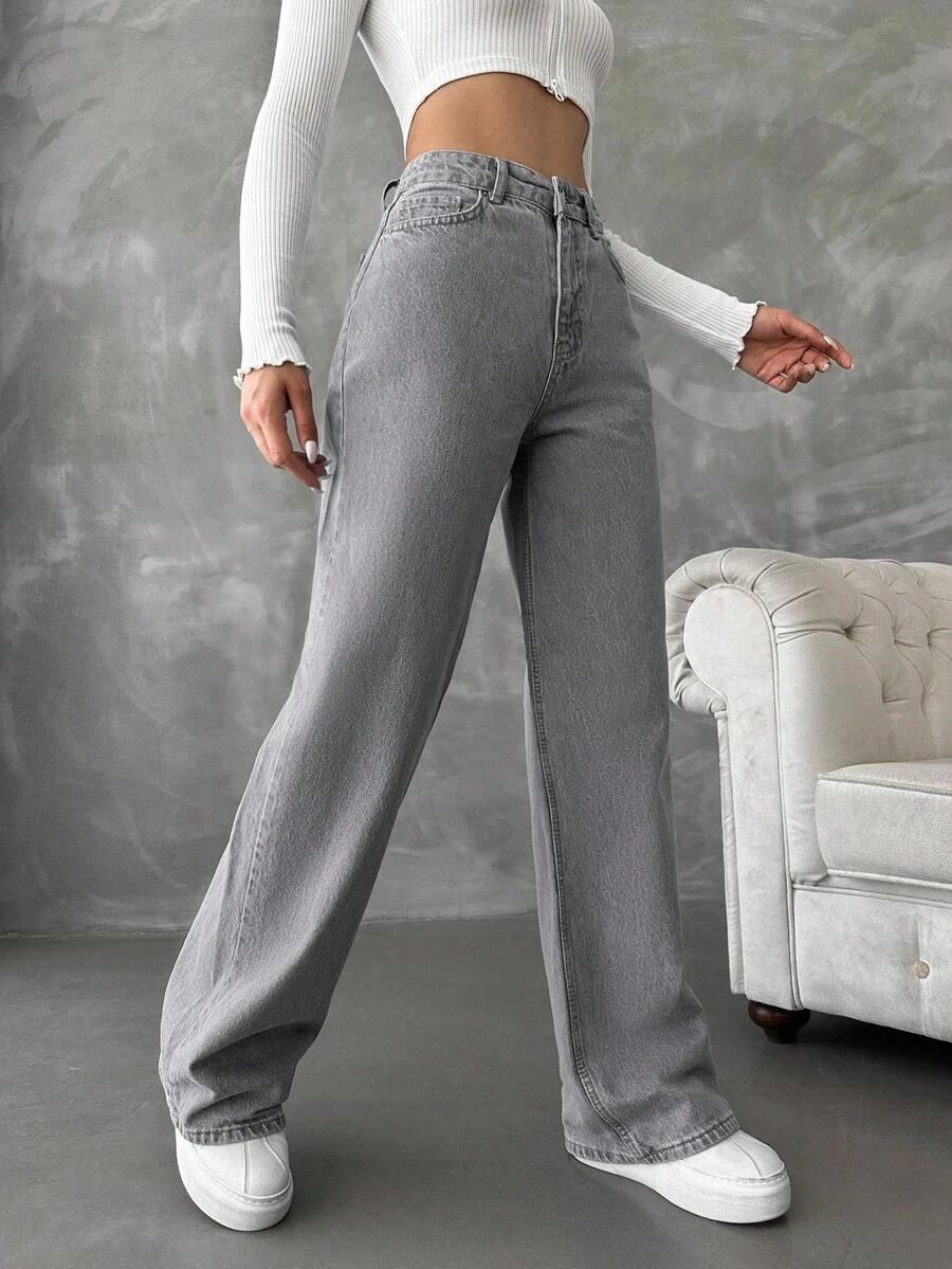 SZARE SPODNIE JEANS 