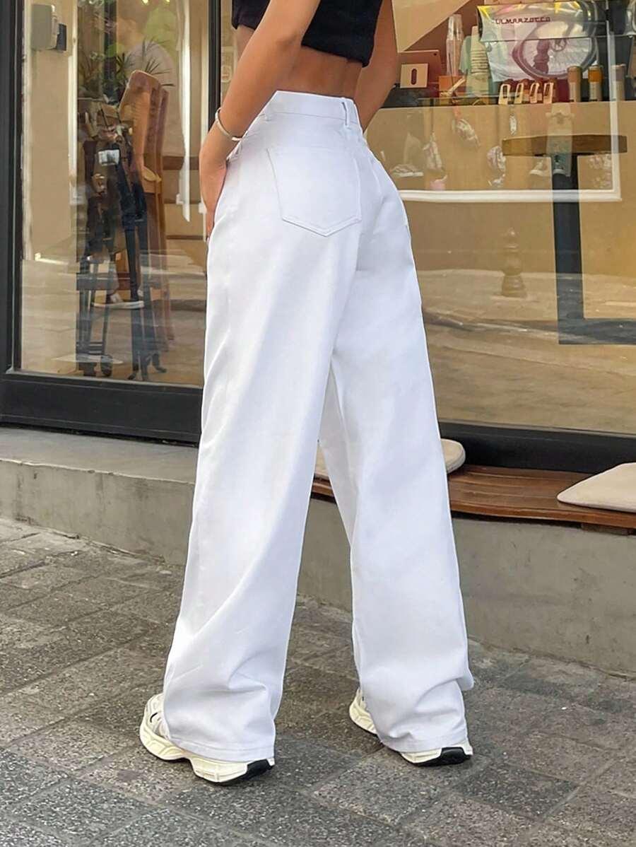 BIAŁE SPODNIE JEANS