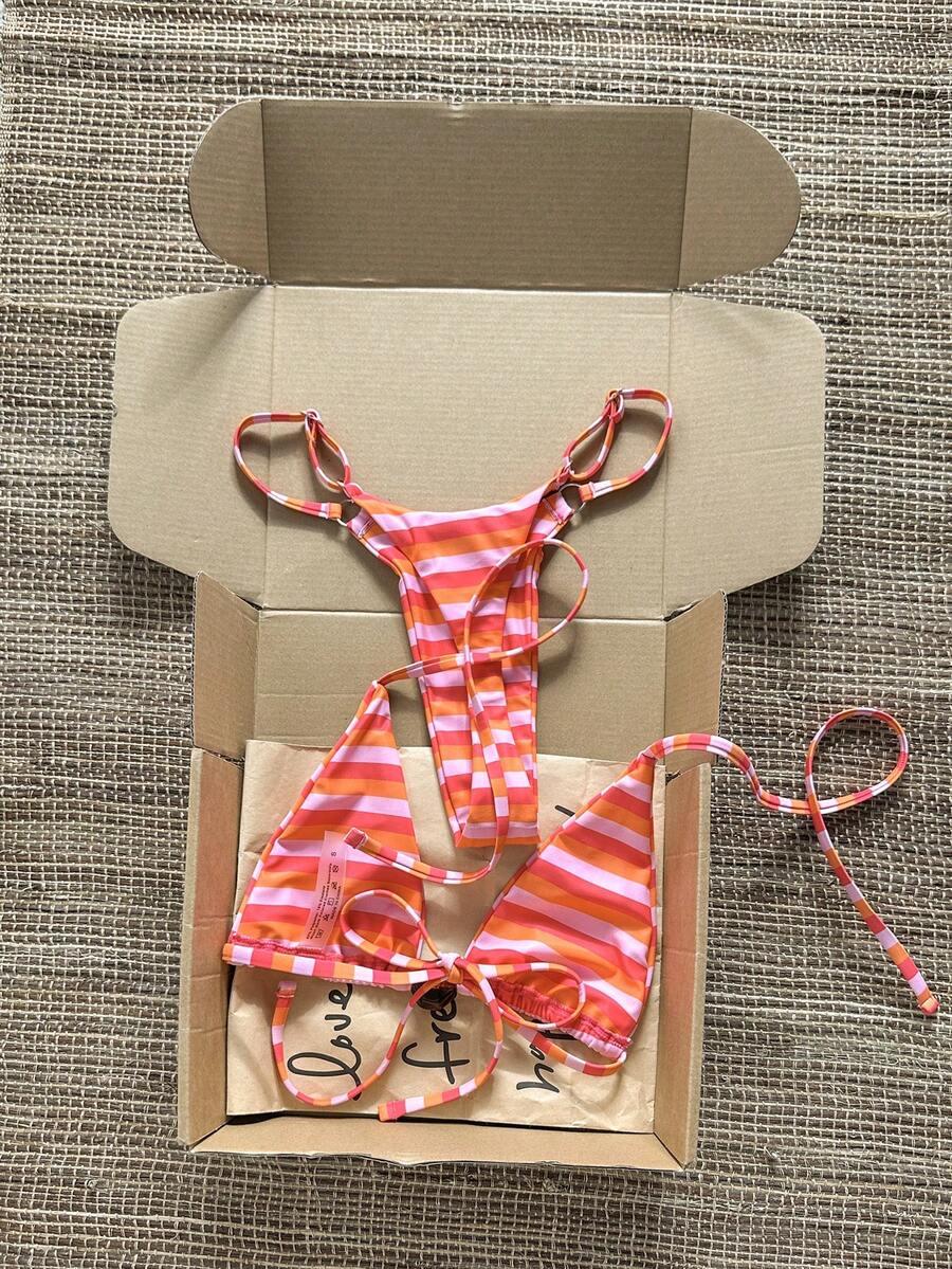 komplet bikini wzór paski