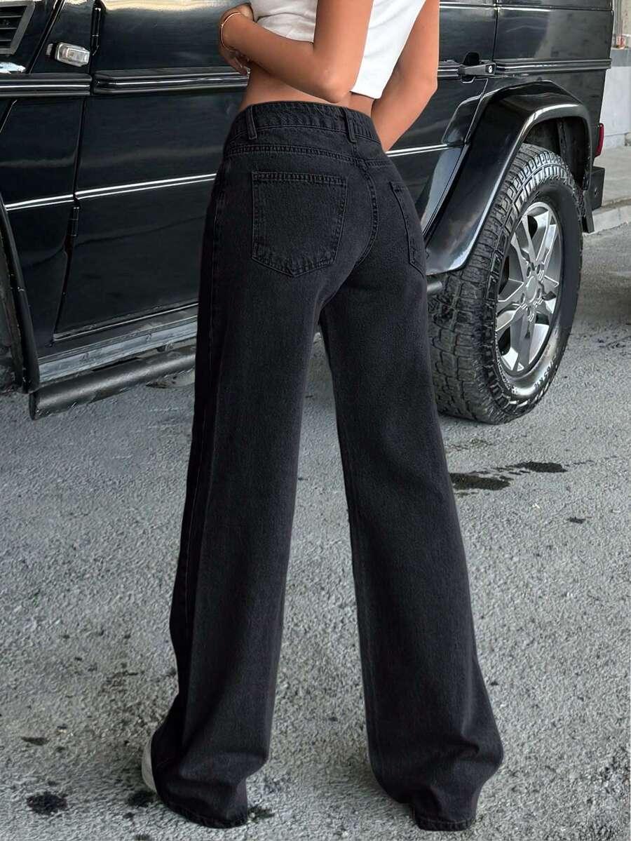 CZARNE SPODNIE JEANS