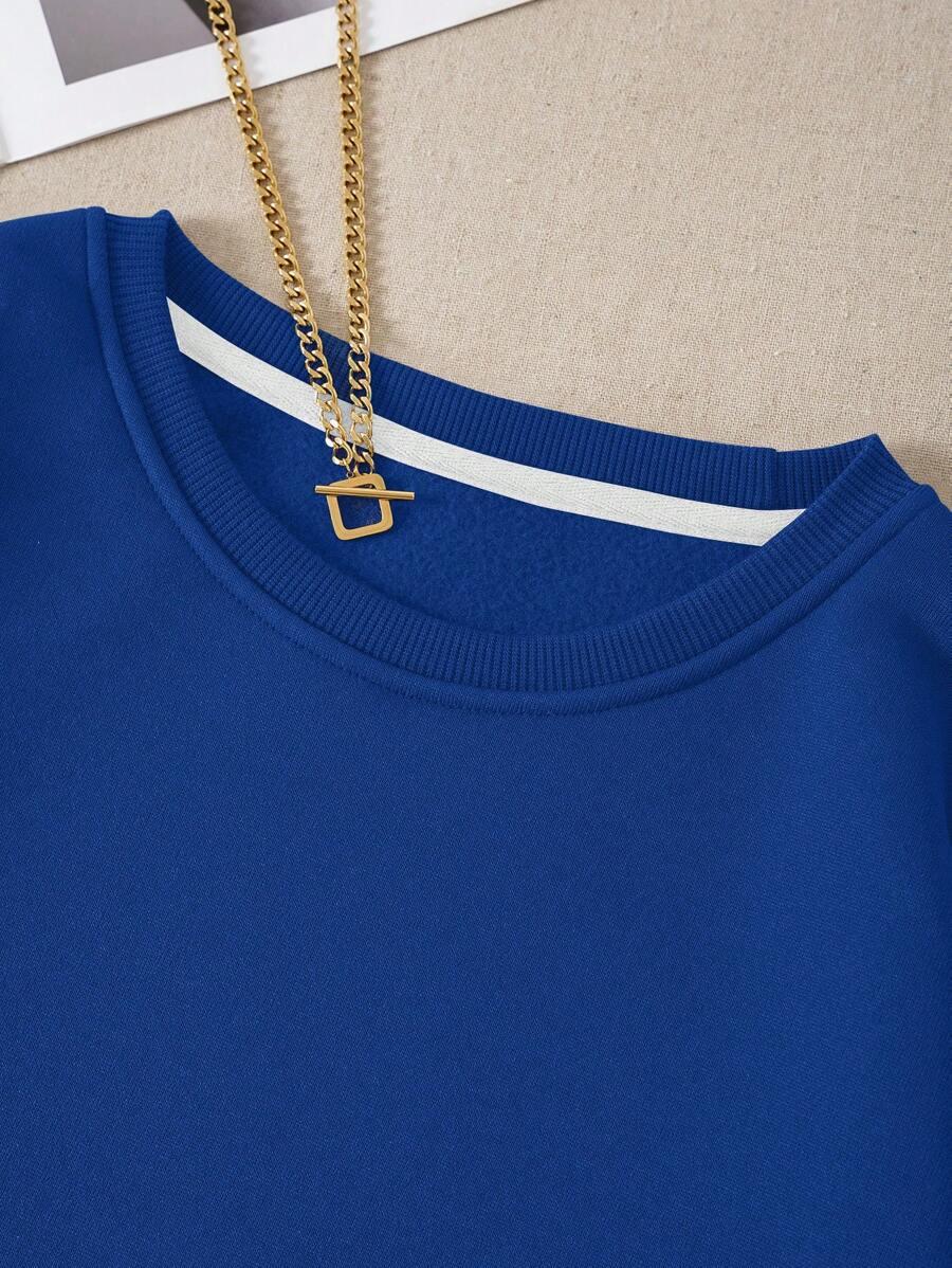 NIEBIESKA BLUZA OKRĄGŁY DEKOLT
