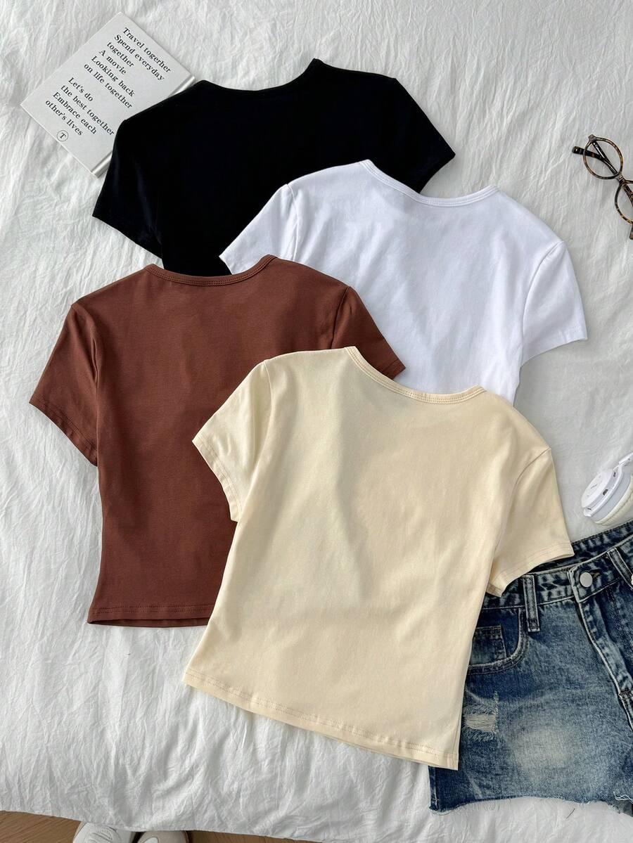 t-shirt okrągły dekolt 4-pack