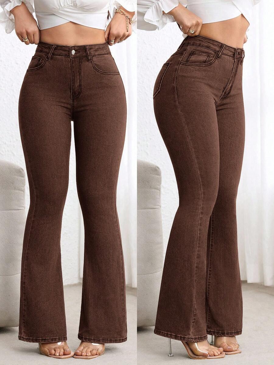 brązowe spodnie jeans